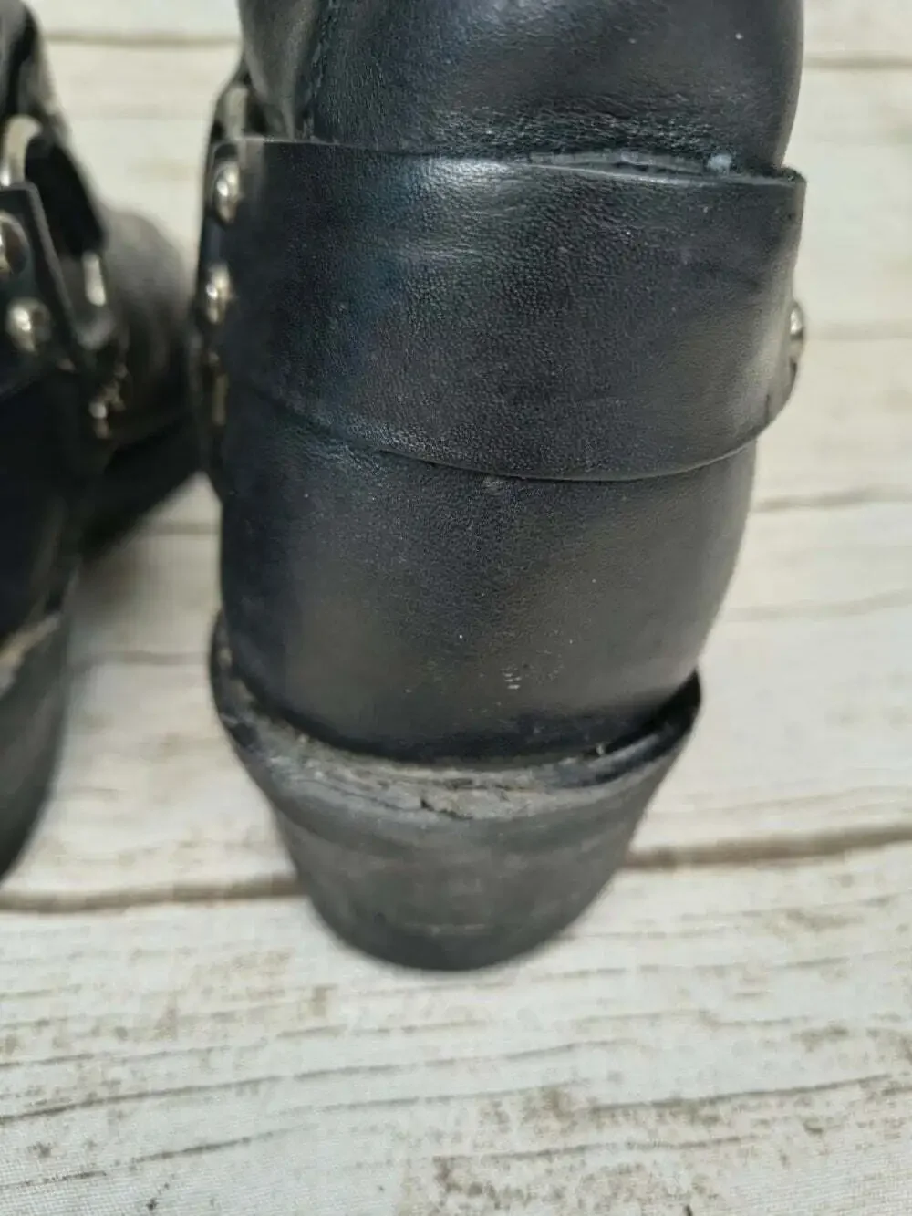 Red Wing Black Leather 969 Harness Motorcycle Engineer Boots Men Size 10.5 E2